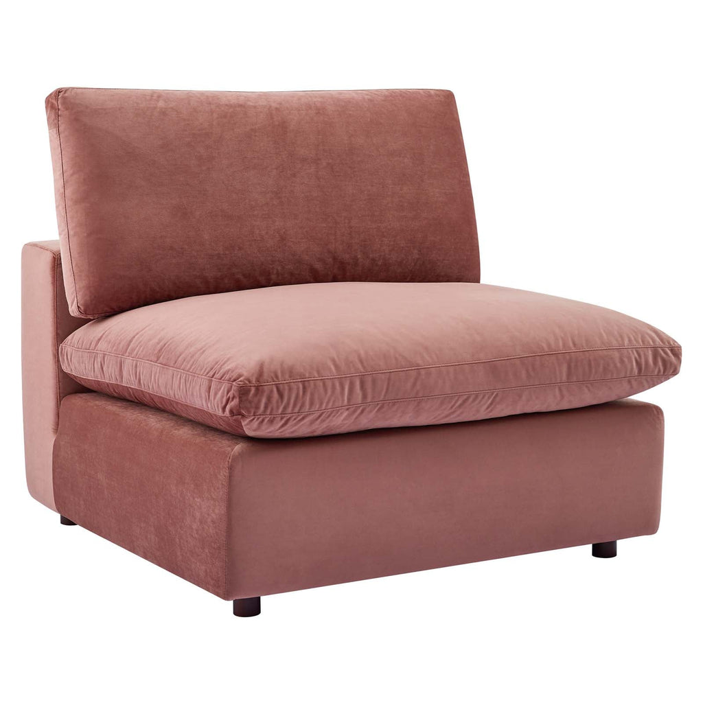 Commix Down Filled Overstuffed Performance Velvet Armless Chair, Dusty Rose