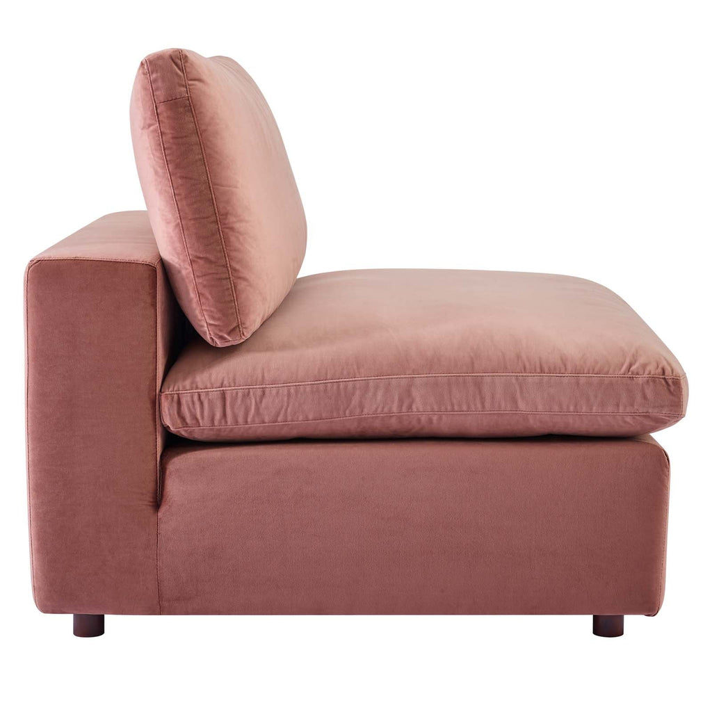 Commix Down Filled Overstuffed Performance Velvet Armless Chair, Dusty Rose