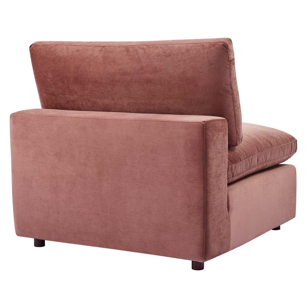 Commix Down Filled Overstuffed Performance Velvet Armless Chair, Dusty Rose