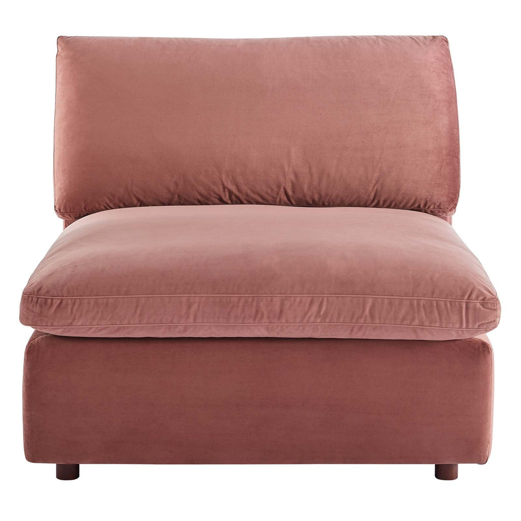 Commix Down Filled Overstuffed Performance Velvet Armless Chair, Dusty Rose