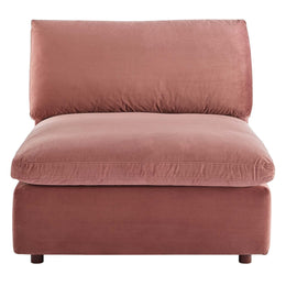 Commix Down Filled Overstuffed Performance Velvet Armless Chair, Dusty Rose