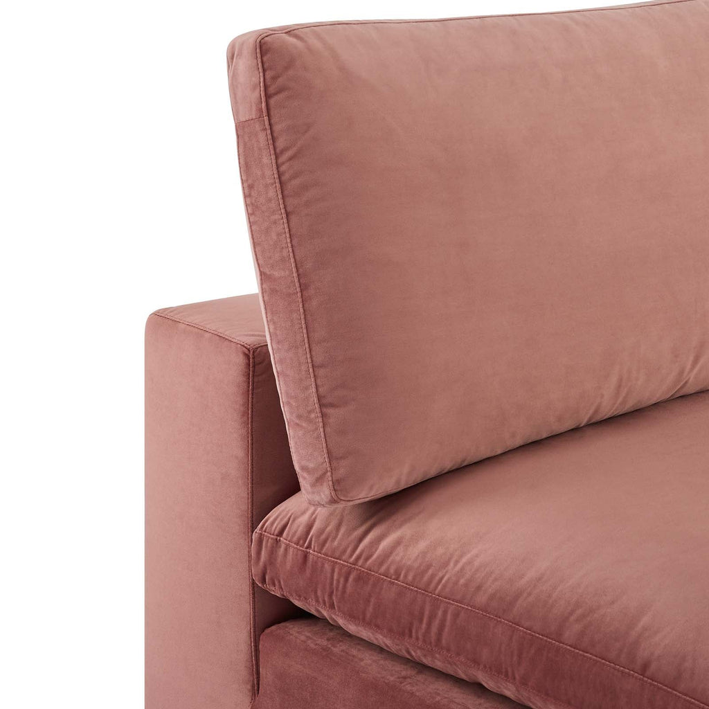 Commix Down Filled Overstuffed Performance Velvet Armless Chair, Dusty Rose