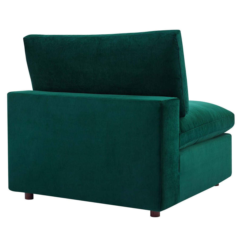 Commix Down Filled Overstuffed Performance Velvet Armless Chair, Green