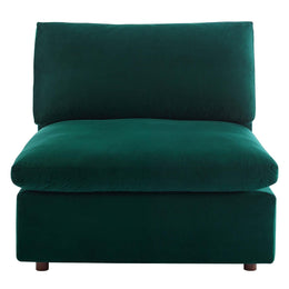 Commix Down Filled Overstuffed Performance Velvet Armless Chair, Green