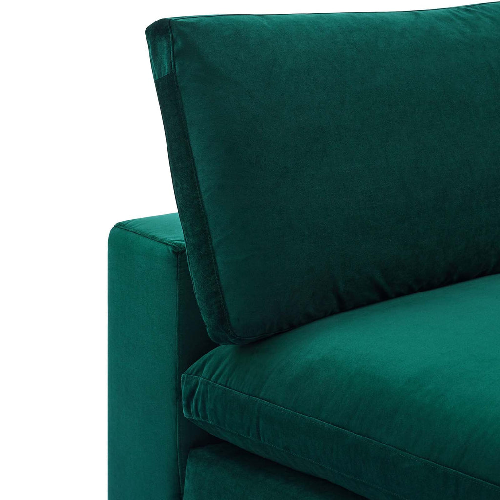 Commix Down Filled Overstuffed Performance Velvet Armless Chair, Green