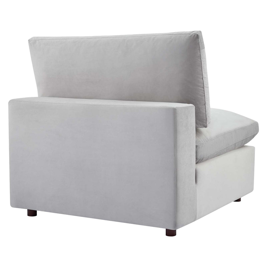 Commix Down Filled Overstuffed Performance Velvet Armless Chair, Light Grey