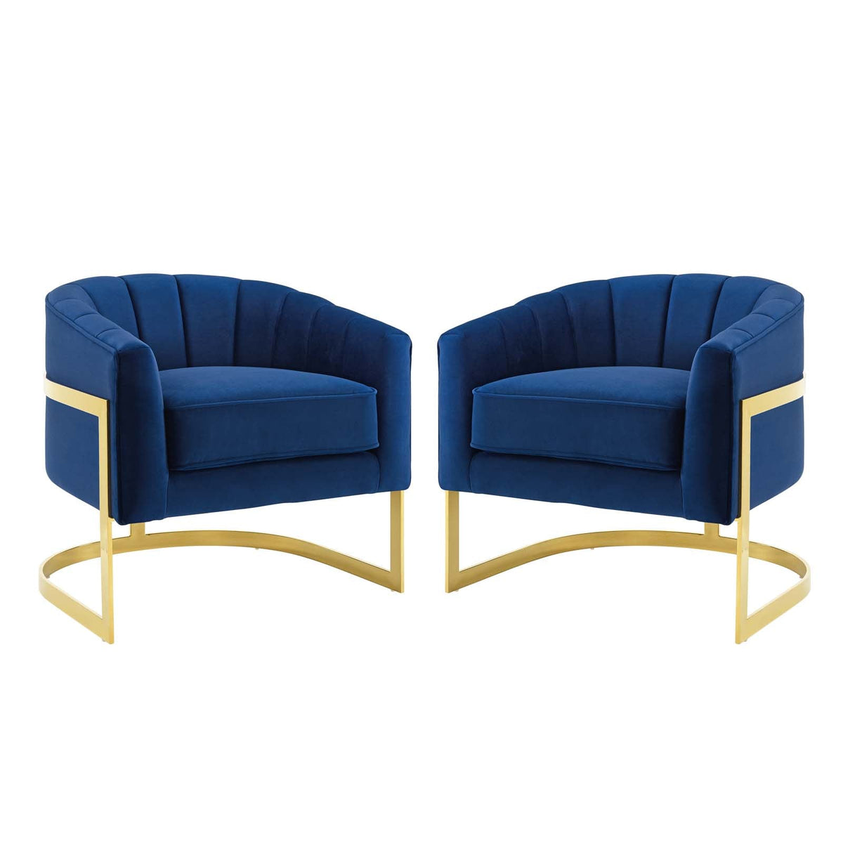 Esteem Accent Armchair Performance Velvet Set of 2 in Navy