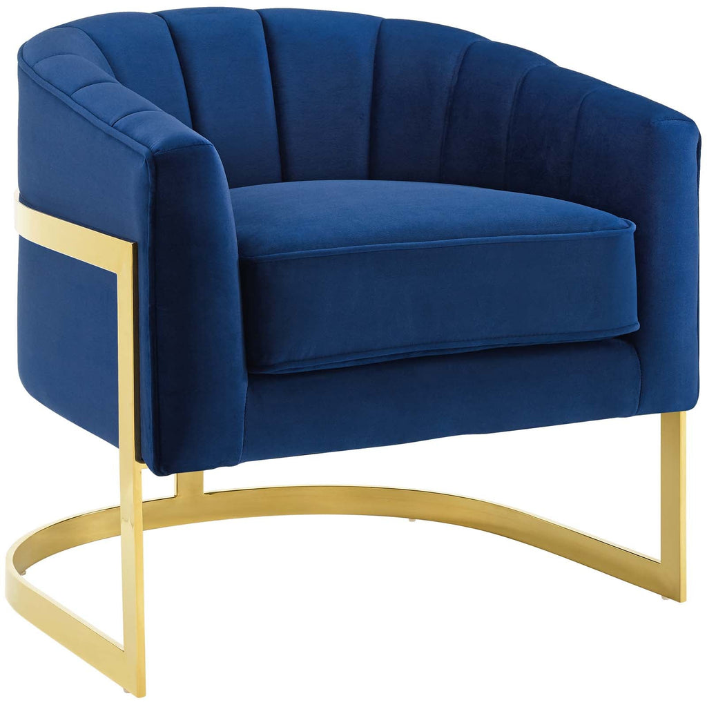 Esteem Accent Armchair Performance Velvet Set of 2 in Navy