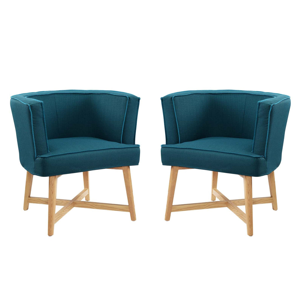 Anders Accent Chair Upholstered Fabric Set of 2 in Azure