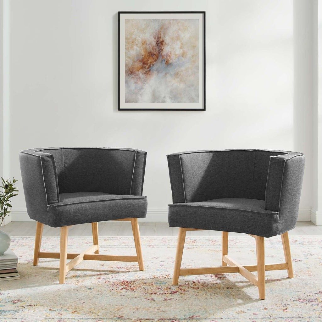 Anders Accent Chair Upholstered Fabric Set of 2 in Gray
