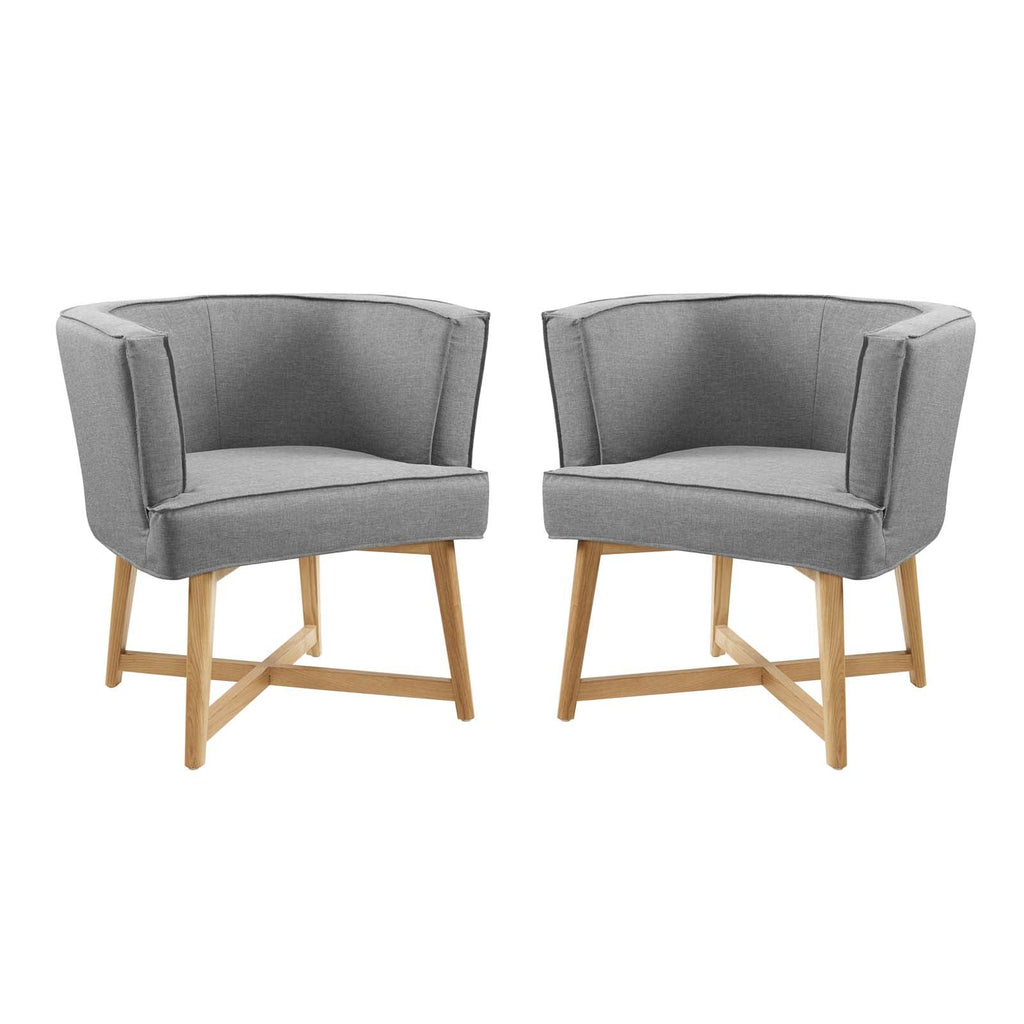 Anders Accent Chair Upholstered Fabric Set of 2 in Light Gray
