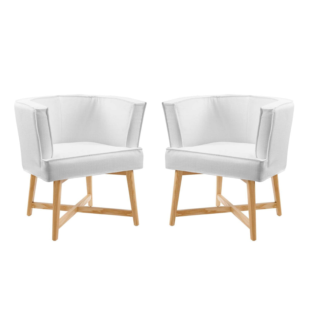 Anders Accent Chair Upholstered Fabric Set of 2 in White