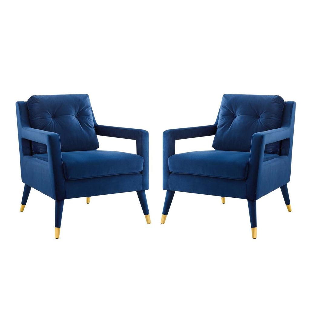 Premise Armchair Performance Velvet Set of 2 in Navy