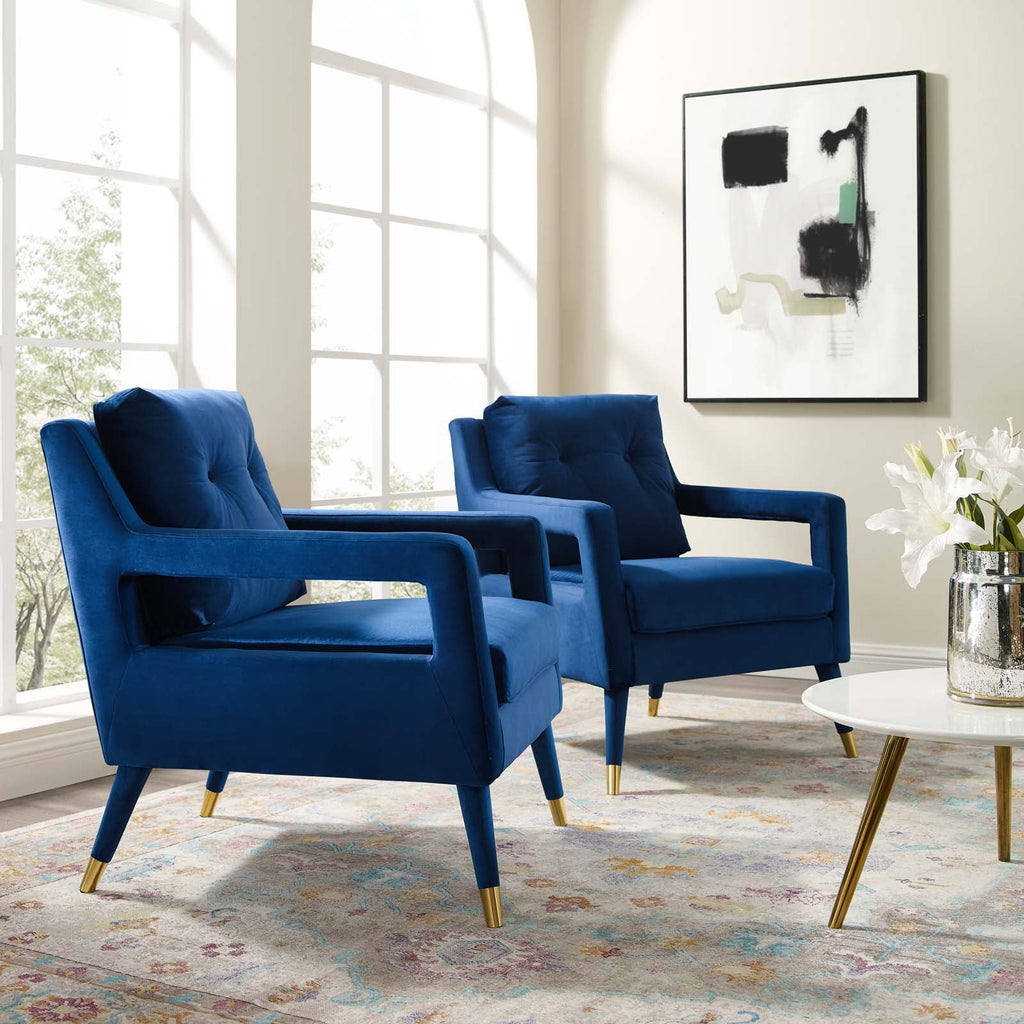 Premise Armchair Performance Velvet Set of 2 in Navy