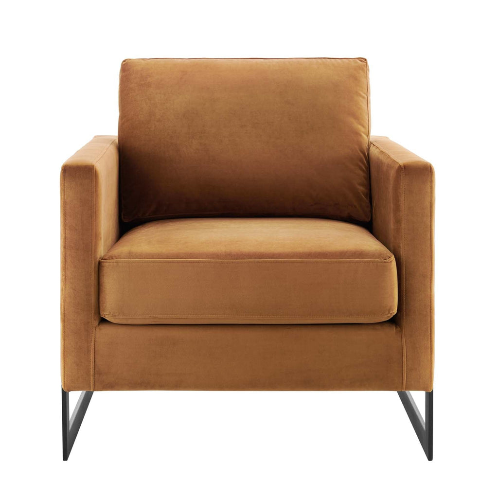 Posse Performance Velvet Accent Chair, Black Cognac