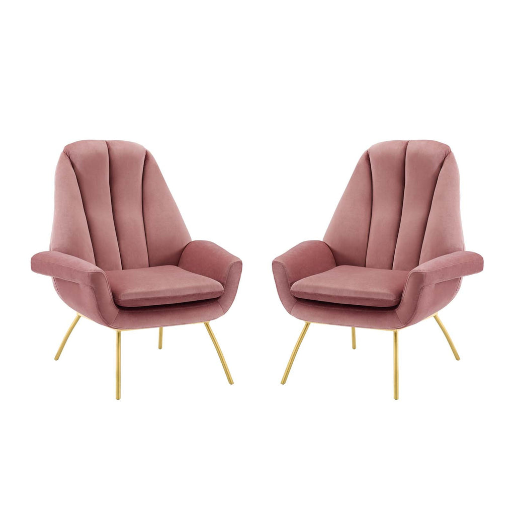 Summit Armchair Performance Velvet Set of 2 in Dusty Rose