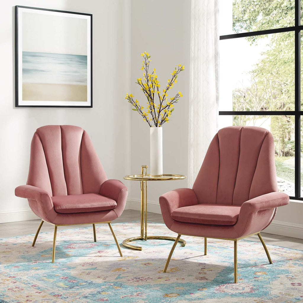 Summit Armchair Performance Velvet Set of 2 in Dusty Rose