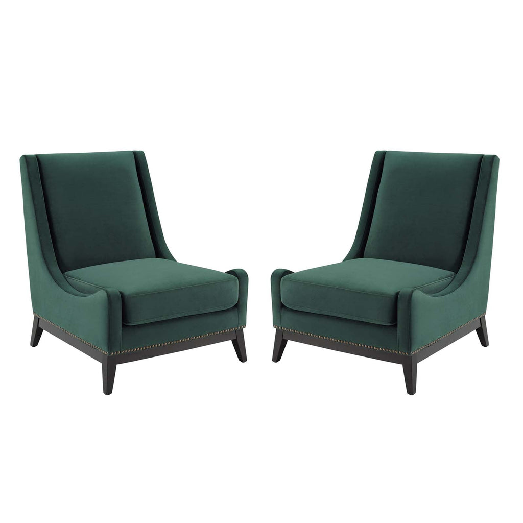 Confident Lounge Chair Upholstered Performance Velvet Set of 2 in Green