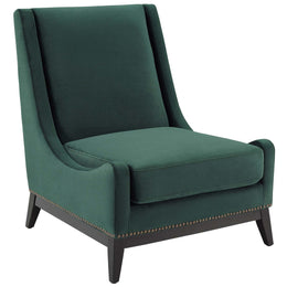 Confident Lounge Chair Upholstered Performance Velvet Set of 2 in Green