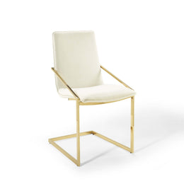 Pitch Dining Armchair Performance Velvet Set of 2 in Gold Ivory