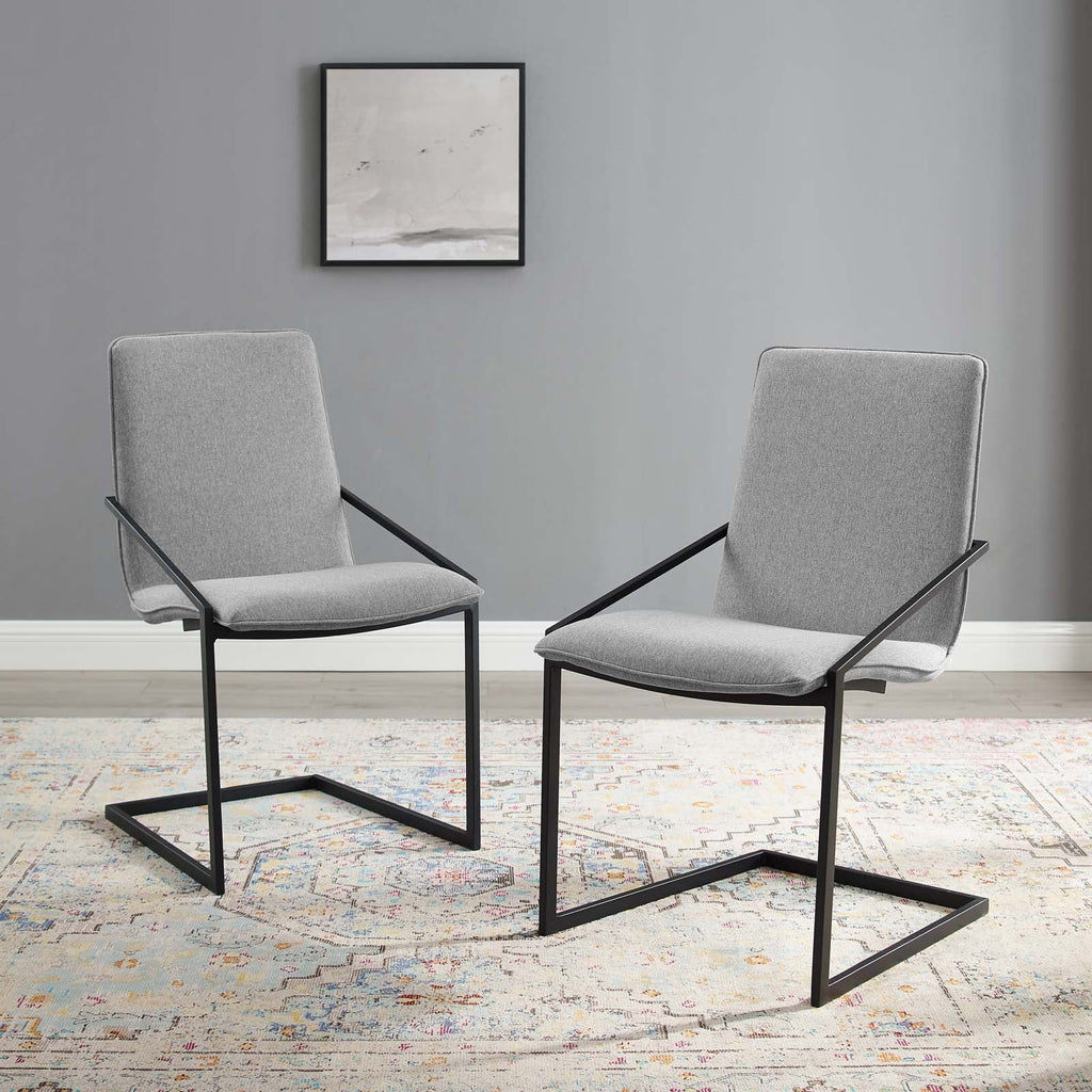 Pitch Dining Armchair Upholstered Fabric Set of 2 in Black Light Gray