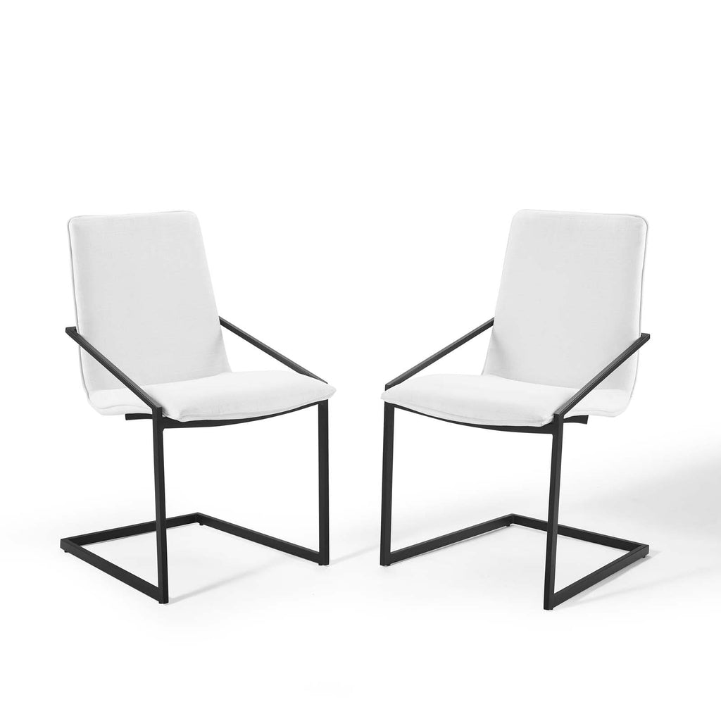 Pitch Dining Armchair Upholstered Fabric Set of 2 in Black White