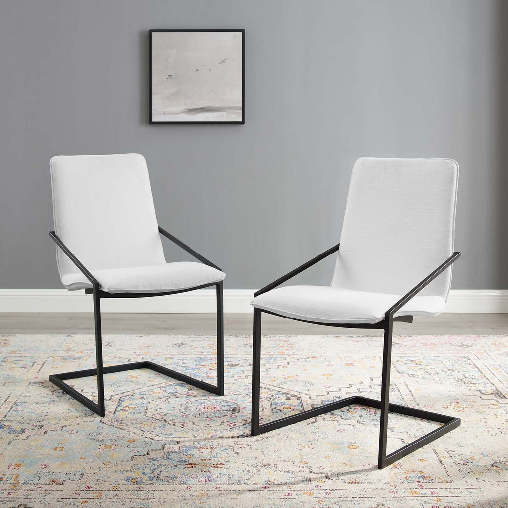 Pitch Dining Armchair Upholstered Fabric Set of 2 in Black White