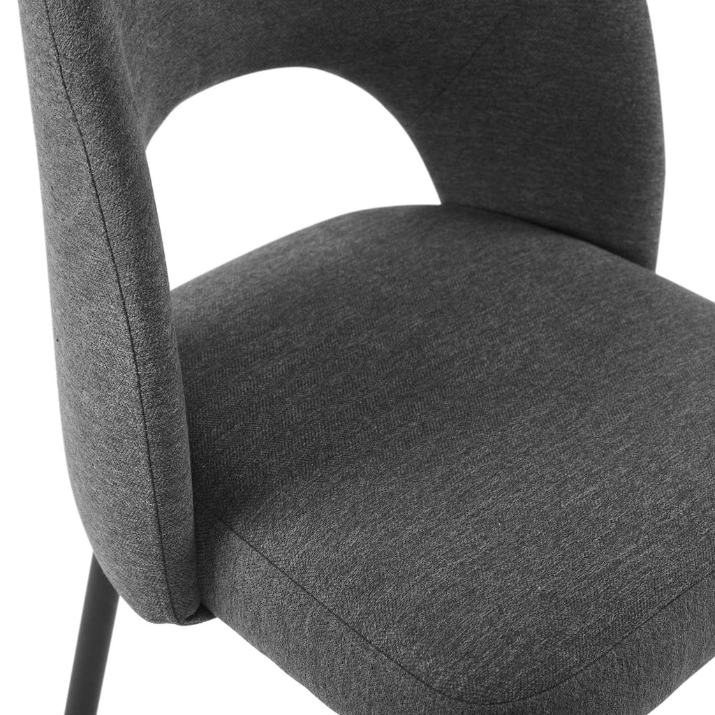 Rouse Dining Side Chair Upholstered Fabric Set of 2 in Black Charcoal
