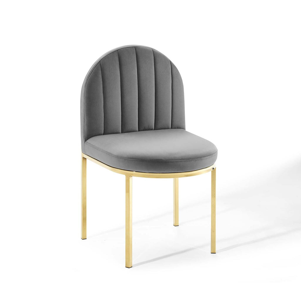 Isla Dining Side Chair Performance Velvet Set of 2 in Gold Gray