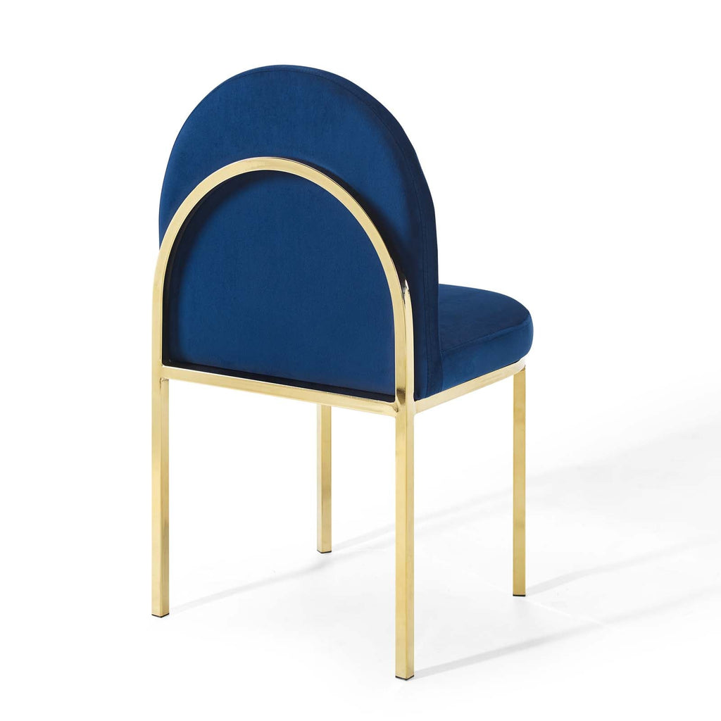 Isla Dining Side Chair Performance Velvet Set of 2 in Gold Navy