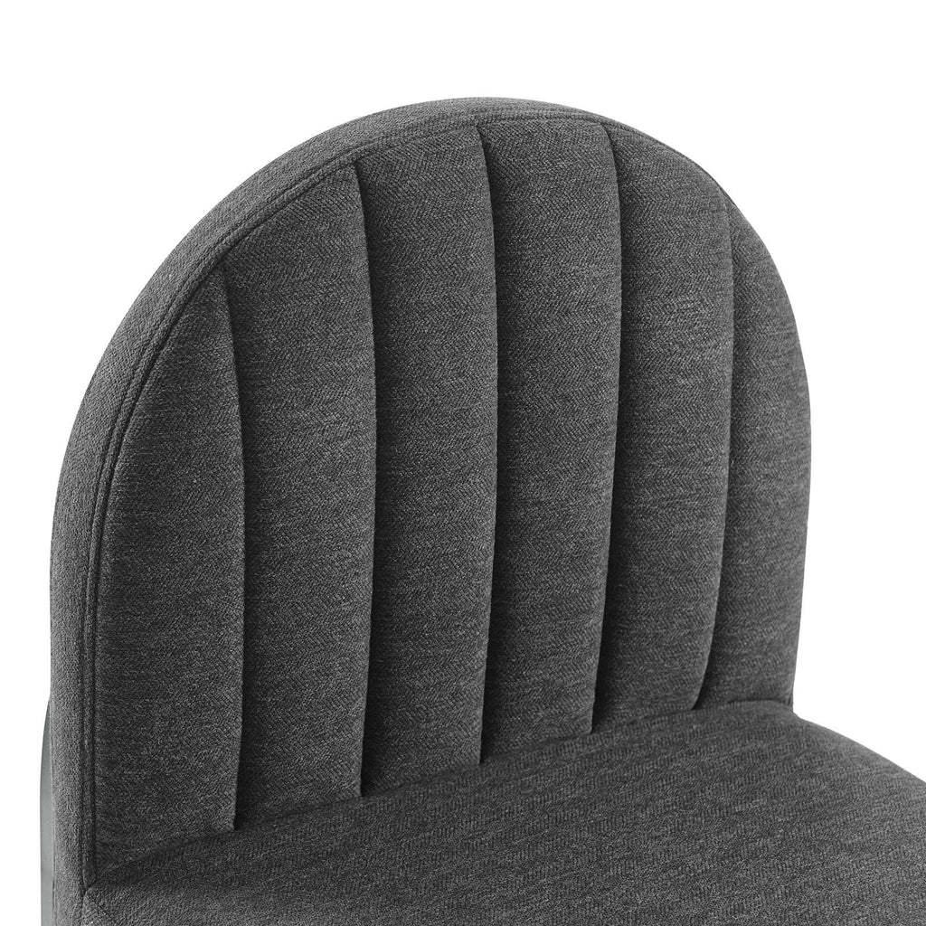 Isla Dining Side Chair Upholstered Fabric Set of 2 in Black Charcoal