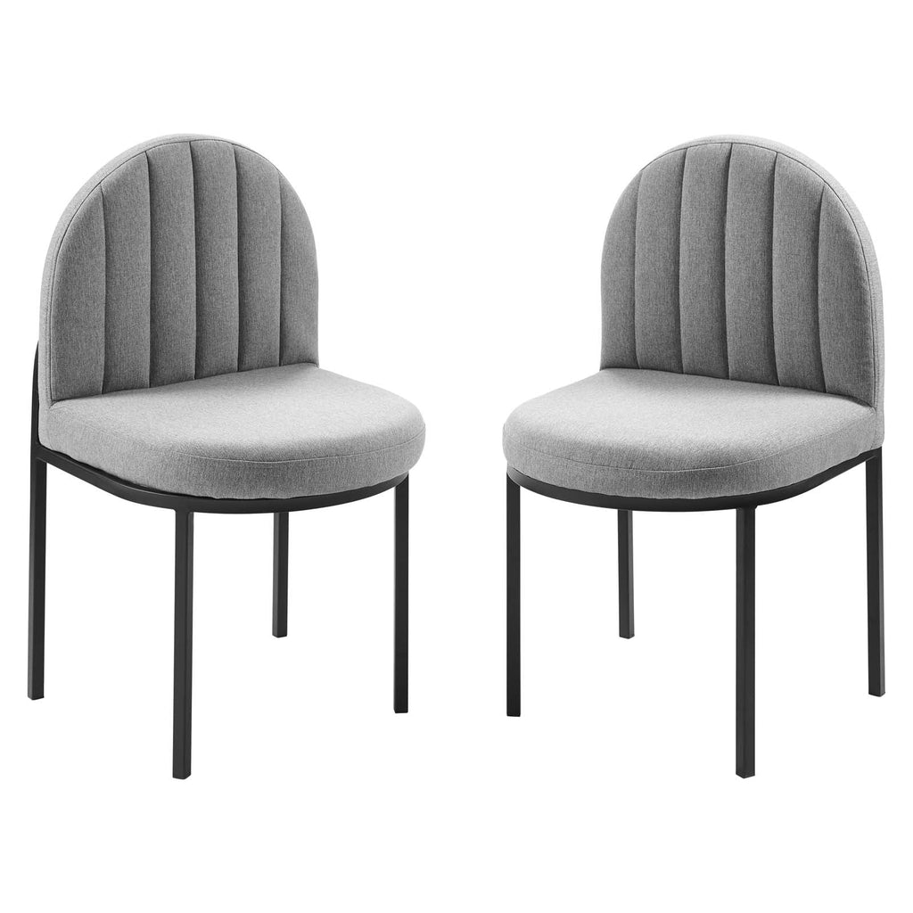 Isla Dining Side Chair Upholstered Fabric Set of 2 in Black Light Gray