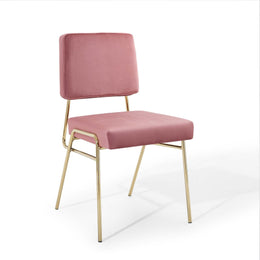 Craft Dining Side Chair Performance Velvet Set of 2 in Gold Dusty Rose
