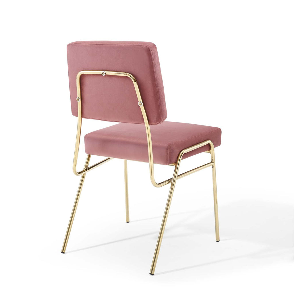 Craft Dining Side Chair Performance Velvet Set of 2 in Gold Dusty Rose