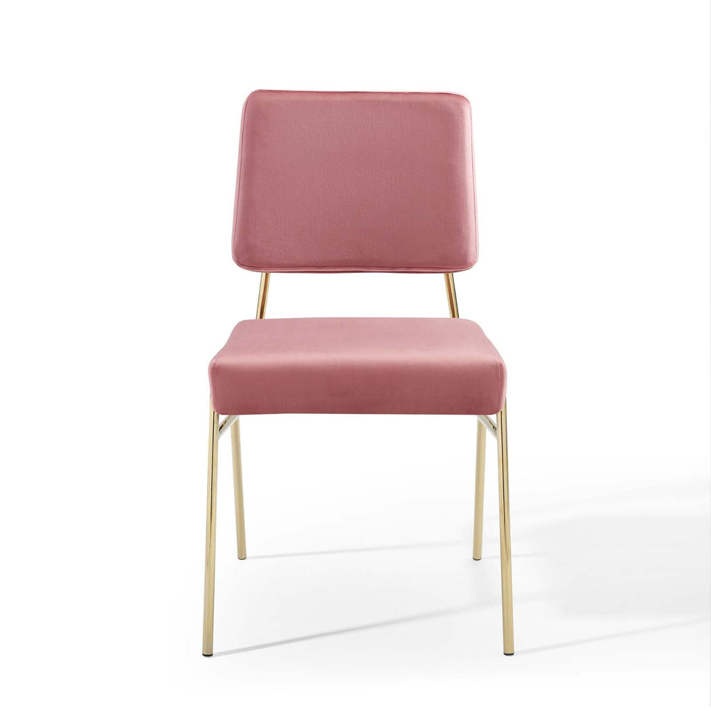 Craft Dining Side Chair Performance Velvet Set of 2 in Gold Dusty Rose