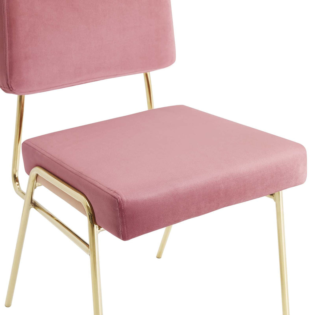 Craft Dining Side Chair Performance Velvet Set of 2 in Gold Dusty Rose