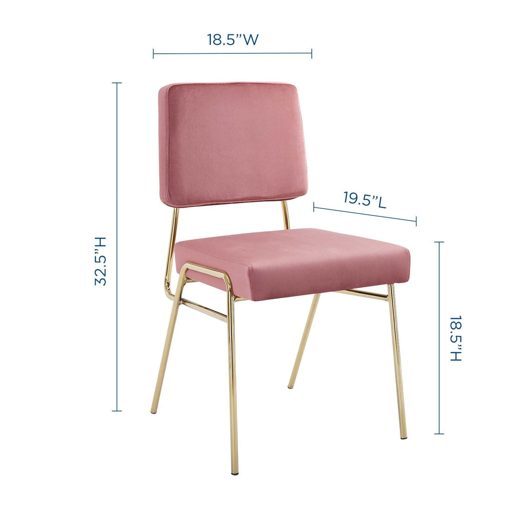 Craft Dining Side Chair Performance Velvet Set of 2 in Gold Dusty Rose