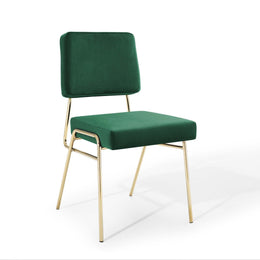 Craft Dining Side Chair Performance Velvet Set of 2 in Gold Green