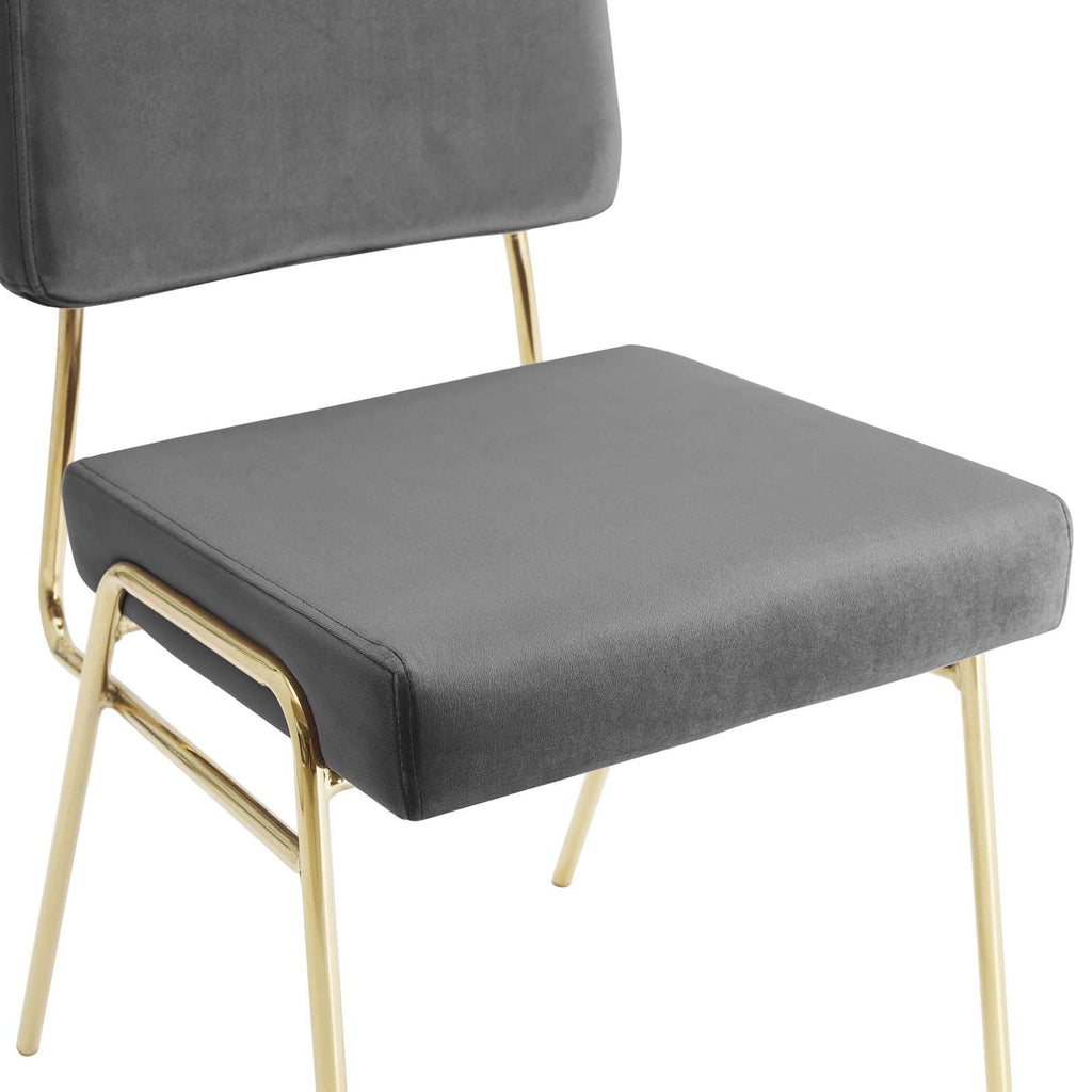 Craft Dining Side Chair Performance Velvet Set of 2 in Gold Gray