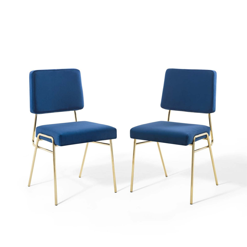 Craft Dining Side Chair Performance Velvet Set of 2 in Gold Navy