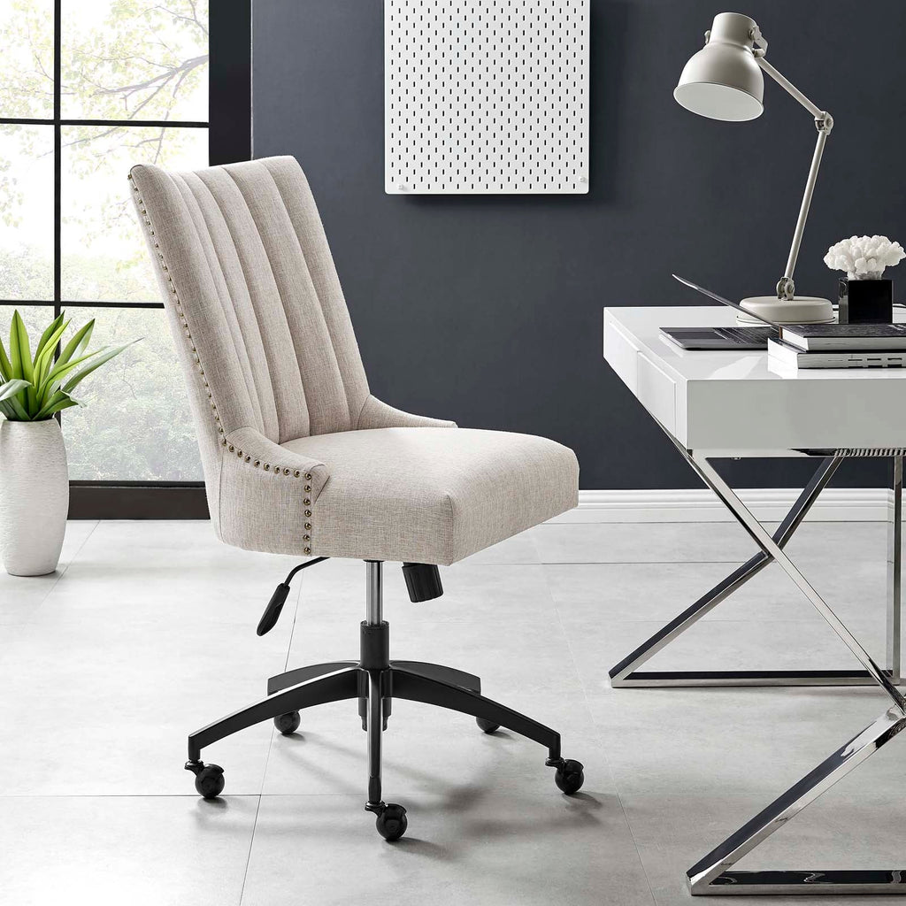 Empower Channel Tufted Fabric Office Chair - Black Beige