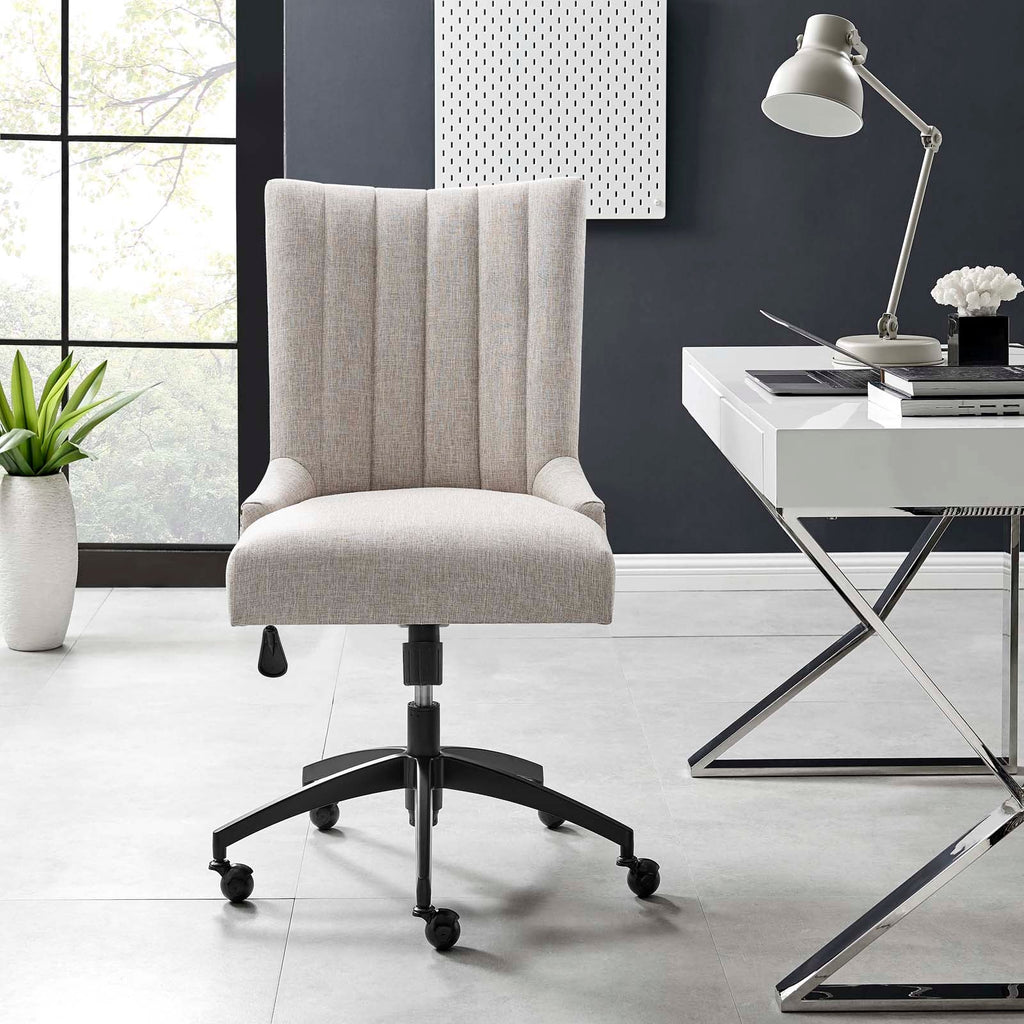 Empower Channel Tufted Fabric Office Chair - Black Beige