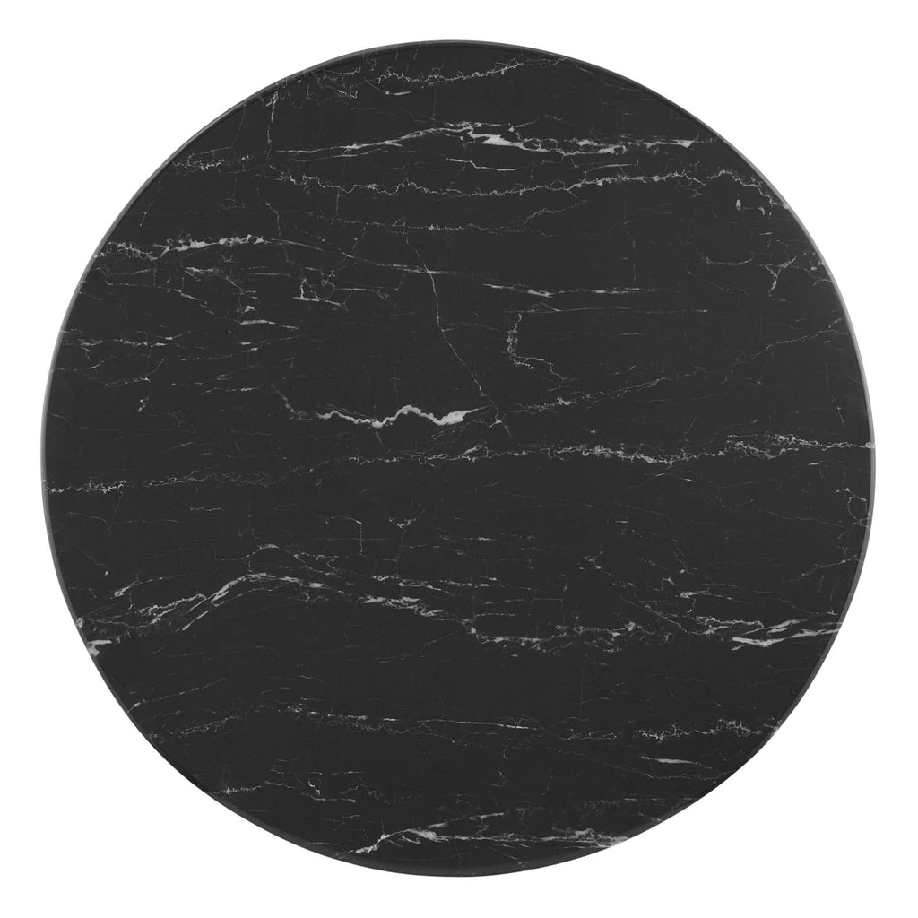 Lippa 28" Artificial Marble Dining Table - Black