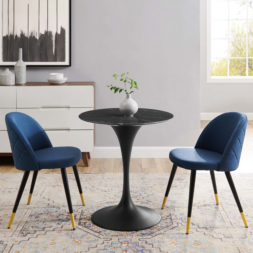 Lippa 28" Artificial Marble Dining Table - Black