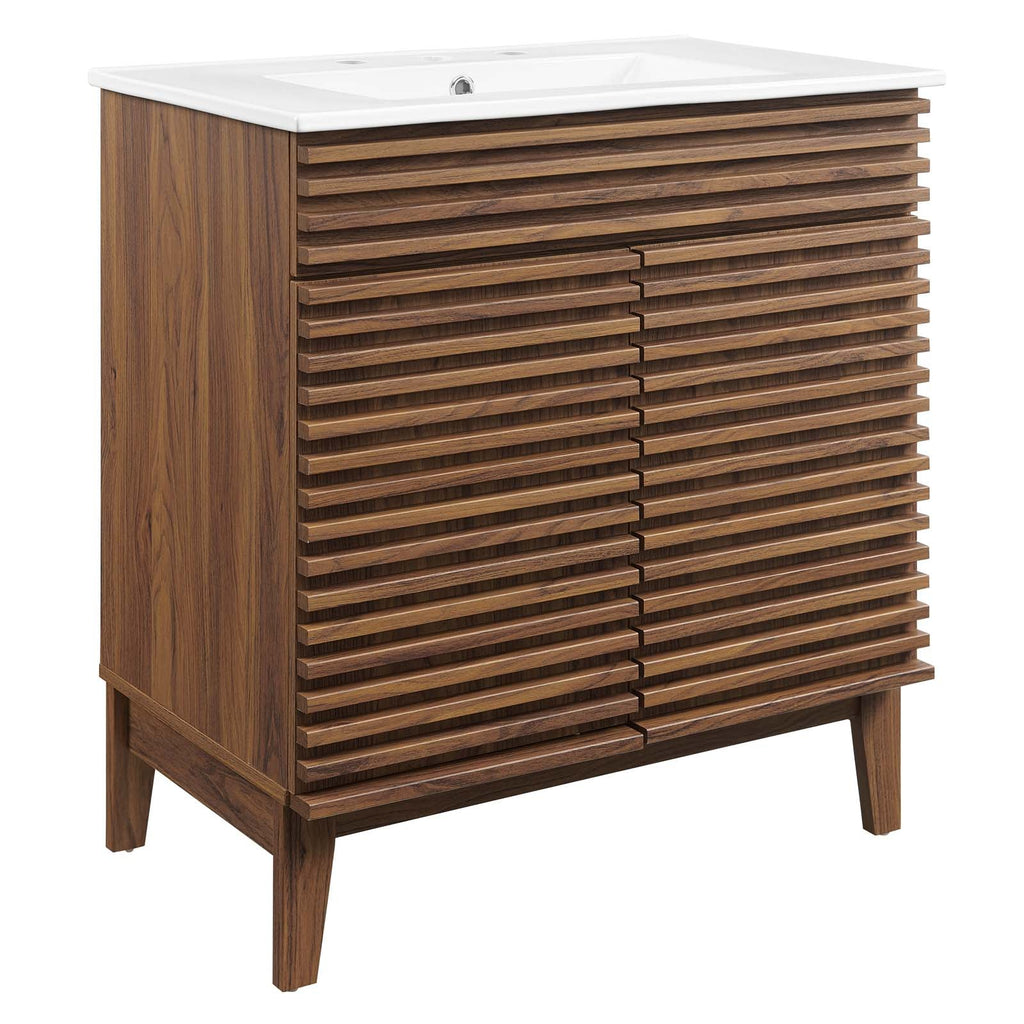 Render 30" Bathroom Vanity Cabinet, Walnut White