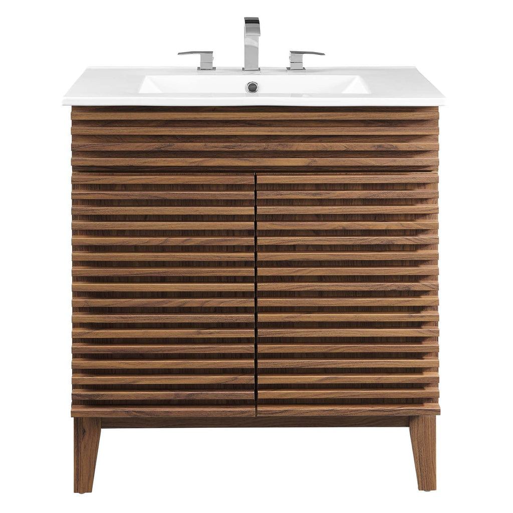 Render 30" Bathroom Vanity Cabinet, Walnut White