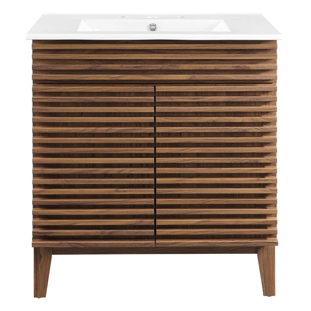 Render 30" Bathroom Vanity Cabinet, Walnut White