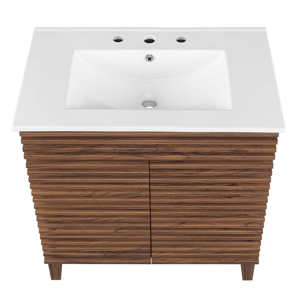 Render 30" Bathroom Vanity Cabinet, Walnut White