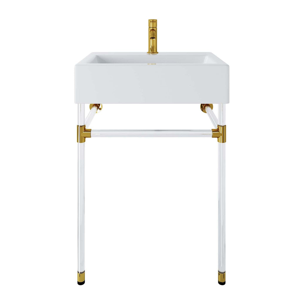 Redeem 24" Acrylic Wall-Mount Bathroom Vanity, Clear White