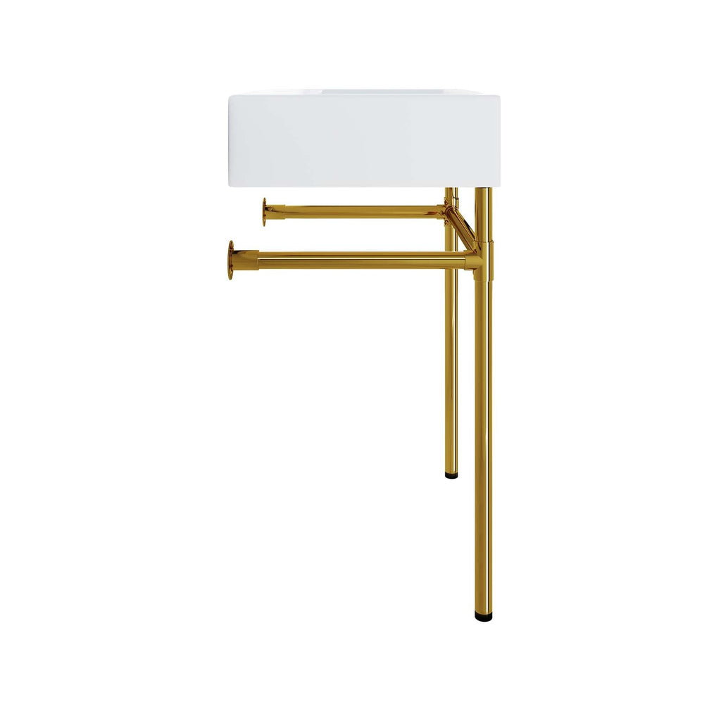 Redeem 40" Wall-Mount Gold Stainless Steel Bathroom Vanity, Gold White